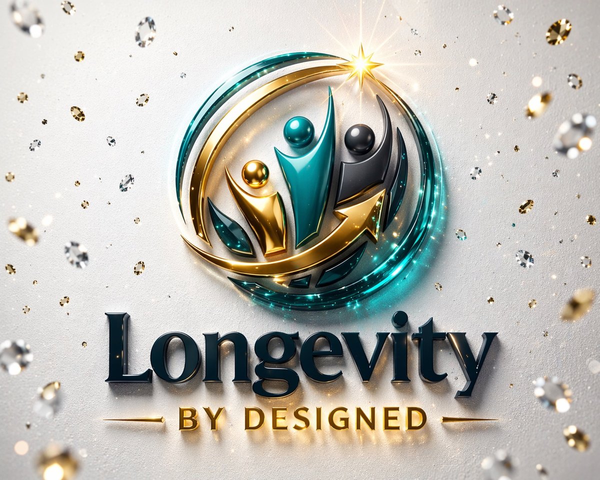 Longevity by Designed logo — three figures rising under an upward arc